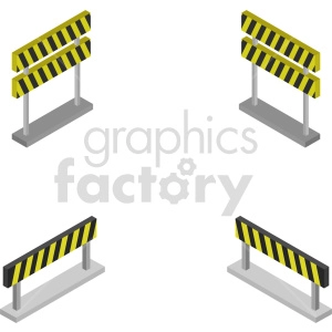 isometric road barricade vector icon clipart