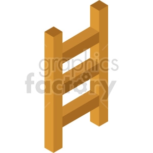 Isometric clipart image of a wooden ladder with three rungs.