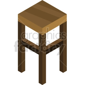 A 3D isometric clipart illustration of a wooden table with four legs.