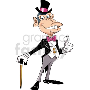 Cartoon Monkey in Formal Attire Giving Thumbs Up