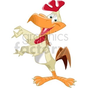 The clipart image shows a cartoon-style illustration of a chicken. The overall style of the image is whimsical and playful.