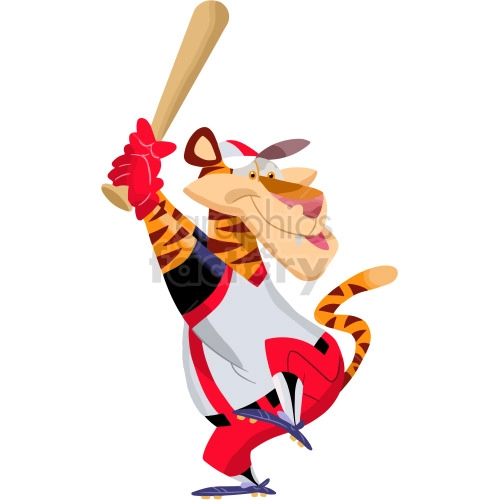 cartoon tiger playing baseball clipart