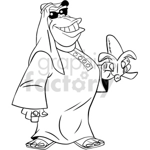 black and white cartoon clipart arab ape