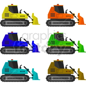 six bulldozer bundle vector clipart