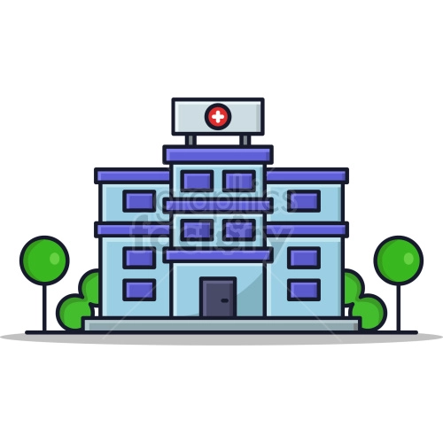 2d hospital vector clipart