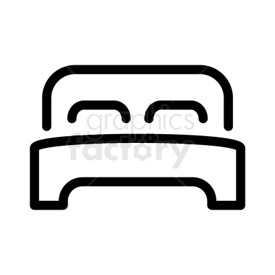 Black and white clipart image of a bed with pillows.