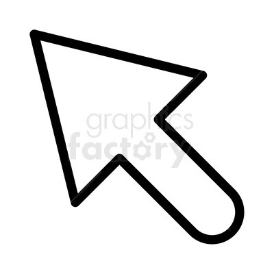 Black and white clipart image of a computer mouse pointer arrow.