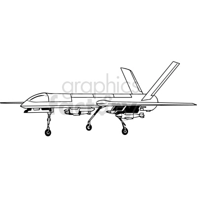 black and white predator drone clipart