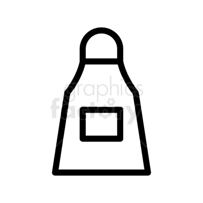 A simple black and white clipart image depicting a simplistic apron design