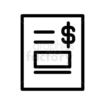 Clipart image of a document icon featuring a dollar sign, indicating financial or billing information.