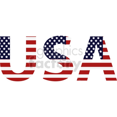 Clipart image of the letters 'USA' filled with the American flag pattern.