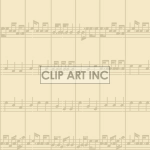 A seamless pattern of musical notes and staves against a light beige background.