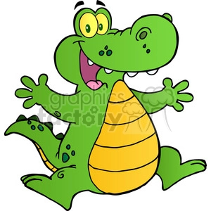 Happy Aligator Or Crocodile Jumping