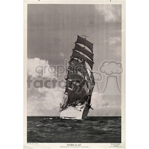 Vintage Sailing Ship on the Open Sea