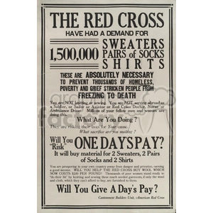 Red Cross Vintage Donation Poster for Winter Clothing