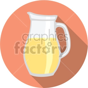 lemonade pitcher on orange circle background flat icons