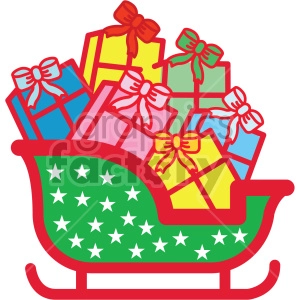 santa sleigh full of gifts vector icon