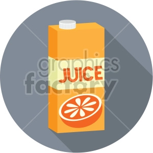 orange juice box carton on circle background flat icons
