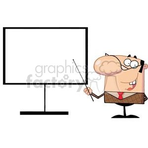 Funny Cartoon Presenter with Blank Board