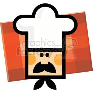 Chef Man Face Over Red Checkered Square