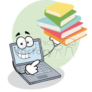 Cartoon Laptop with Books