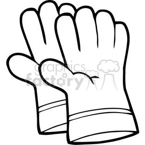 Clipart image of a pair of gloves, outlined in black, typically used for protection or warmth.