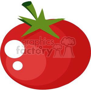 A simple clipart image of a red tomato with a green stem.