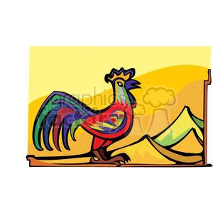 An abstract clipart image depicting a colorful rooster, which is a symbol in astrology and Chinese zodiac horoscopes.