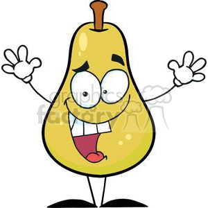 2866-Happy-Yellow-Pear-Cartoon-Character