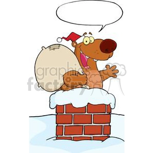 3429-Happy-Santa-Bear-Waving-A-Greeting-In-Chimney-With-Speech-Bubble