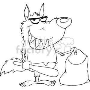 3217-Smiled-Werewolf-Holding-Club-And-Bag