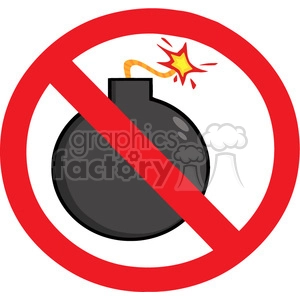 A clipart image of a bomb with a lit fuse, crossed out with a red prohibition sign.