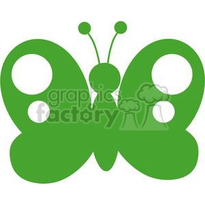 A green butterfly clipart image with circular patterns on its wings.