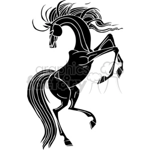 Silhouette of a rearing horse in a stylized, artistic design.