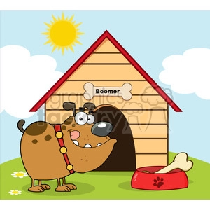 Comical Dog and Doghouse Scene