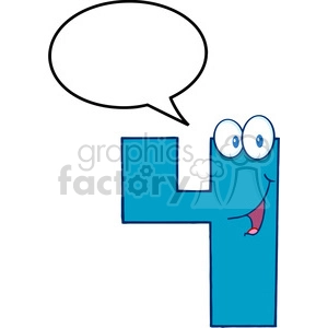 4992-Clipart-Illustration-of-Number-Four-Cartoon-Mascot-Character-With-Speech-Bubble