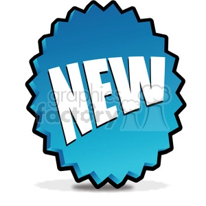 A blue starburst badge with the word 'NEW' in bold white letters.