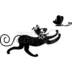 vector clip art illustration of black cat 095