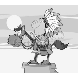 5132-Indian-Chief-With-Gun-On-Horse-Royalty-Free-RF-Clipart-Image