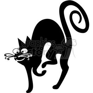 Startled Black Cat - Cartoon Feline