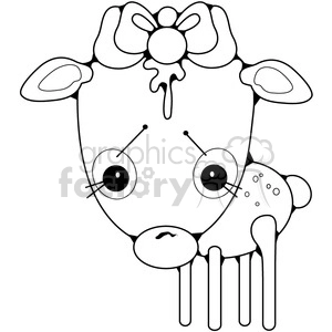 A cute cartoon deer with large eyes, wearing a big bow on its head. The deer has a small, sad facial expression.