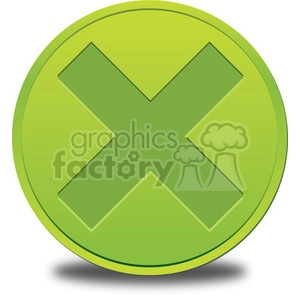 Clipart image of a green circle with a large, prominent green X mark in the center , standing for multiplication 