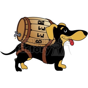Dachshund with beer barrel on his back