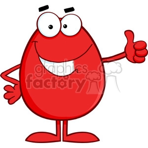 Clipart of Smiling Red Easter Egg Cartoon Character Showing Thumbs Up