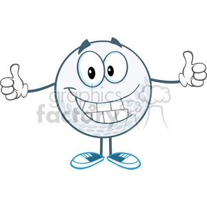 5739 Royalty Free Clip Art Smiling Golf Ball Cartoon Character Giving A Thumb Up