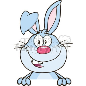 Cute Blue Rabbit Cartoon Mascot Character