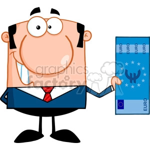 5572 Royalty Free Clip Art Smiling Business Man Holding A Euro Bill