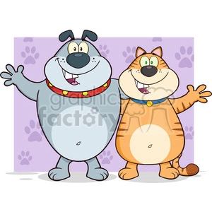 Cartoon Dog and Cat Friends