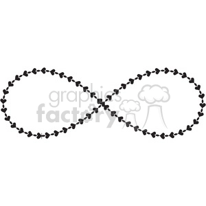 Clipart image of an infinity symbol made up of small black hearts.