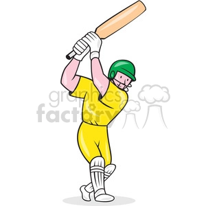 cricket player batting in yellow shape